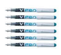 Pilot Lote de 6 bolígrafos desechables borrable V-Pen punta media turquesa