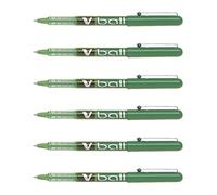 Pilot - Lote de 6 bolígrafos roller VBall VB 5 punta Metal 0,5 mm trazo 0,3 mm verde