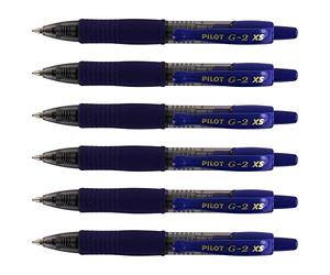 Pilot - Lote de 6 mini bolígrafos roller de tinta de gel G2 XS7 PIXIE (0,7 mm), color azul