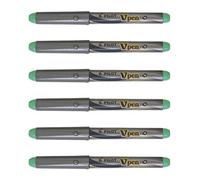 Pilot - Lote de 6 plumas estilográficas V-Pen SILVER desechables pluma mediana verde
