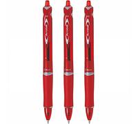 Pilot - Pack de 3 bolígrafos de punta media acroball-clip plástico, rojo