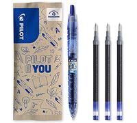 PILOT - Pack of B2P GEL 0.7 - Gel ink roller ball pen - Medium - Begreen - Blue + 3 refills Blue