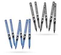 Pilot - Paquete de 6 bolígrafos negros BX V5 Hi-Tecpoint extrafinos, 6 paquetes de bolígrafos azules BX V5 Hi-Tecpoint, punta de 0.5 mm, trazo de 0.3 mm, tinta líquida suave para una precisión premium