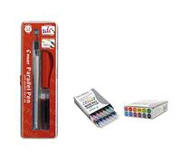 Pilot Parallel Pen Lote 1 Pluma Caligráfica plumin 1.5mm Recargable + Caja con 12 Recambios Surtidos Pluma