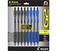 PILOT Pen 16567 G2 Premium - Bolígrafos de tinta de gel recargables y retráctiles, punta gruesa (1.0 mm), negro y azul, 8 unidades