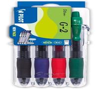 Pilot Pen 2605S4E G2 - Bolígrafo de gel (4 unidades), color negro, rojo, azul y