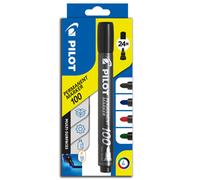 PILOT Permanent Marker 100 mit Rundspitze, 4er Set (Blau, Schwarz, Rot, Grün) Pu