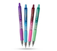Pilot Pilot G2-07 - Paquete de 4 bolígrafos de burbujas de gel de colores vibrantes, rosa, azul, verde, violeta, tinta suave, retráctil, con agarre ergonómico para escribir, diario, bocetos, notas