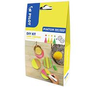 Pilot Pintor, kit creativo - Posavasos de corcho + 4 rotuladores de pintura multisoporte a base de agua, secado rápido, bricolaje, color rojo neón, amarillo neón, naranja neón, verde neón - verde neón