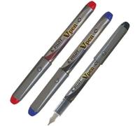 Pilot Pluma Estilográfica VPEN Desechable Cuerpo Plata Tinta Líquida (Pack Azul, Negro y Rojo)