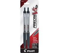 Pilot Precise V5 RT - Bolígrafos de tinta líquida recargables y retráctiles, punta extrafina (0.5 mm), tinta negra, paquete de 2 (26050)