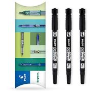 Pilot Rotulador doble - Marcadores permanentes 2 en 1 - Puntas dobles finas y extrafinas - 76% reciclados gama Begreen (negro, paquete de 3)