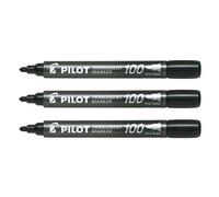 Pilot SCA-100 - Lote de 3 rotuladores permanentes, punta redonda, 1 mm, color ne