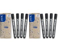 PILOT - Set de 4 Rotuladores Permanentes SCA 100 - Tinta Indeleble para Todas las Superficies - Alta Cobertura y Durabilidad - Negro - Punta de Bala Fina (Paquete de 2)