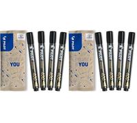 PILOT - Set de 4 Rotuladores Permanentes SCA 400 - Tinta Indeleble para Todas las Superficies - Alta Cobertura y Durabilidad - Negro - Punta de Cincel (4,5 mm) para Líneas Finas o Más Anchas