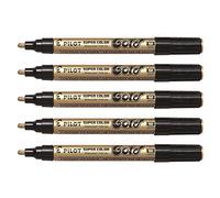 Pilot SuperColor SC-M - Lote de 5 rotuladores permanentes (punta media, 2 mm, dorado)