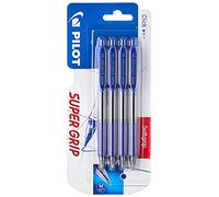 Pilot Supergrip - Bolígrafo retráctil. Tinta base aceite, Azul, 4 unidades