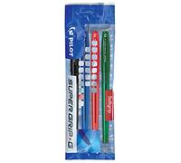 Pilot Supergrip G - Juego de 4 bolígrafos (punta media), color negro y azul y rojo