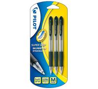 Pilot Supergrip - Bolígrafo retráctil (3 Unidades), Color Negro
