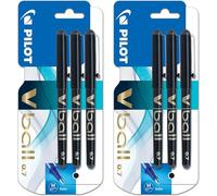 PILOT V Ball 07 - Bolígrafo roller de tinta líquida, punta mediana de 0,7 mm, tinta negra, blíster de 6 bolígrafos
