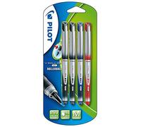 PILOT V Ball Grip 07 - Bolígrafos de tinta líquida con punta de 0,7 mm, 2 bolígrafos negros, 1 azul, 1 rojo, 4 bolígrafos