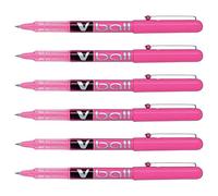Pilot V Ball VB5 - Lote de 6 bolígrafos roller (tinta líquida, punta metálica, color rosa