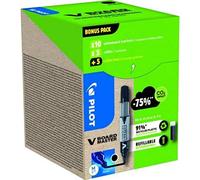 Pilot V-Board Master Marker, negro, 10 marcadores y 10 recambios, material reciclado, punta redonda de 6 mm, (WLT556275)