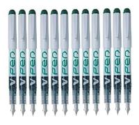 Pilot V-Pen - Pluma estilográfica borrable (12 unidades), color verde