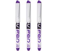 Pilot V PEN - Pluma estilográfica desechable borrable, punta de punta de 0,6 mm, línea media, paquete de 3 unidades, tinta violeta