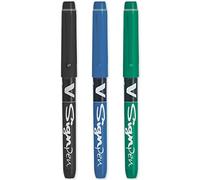 PILOT V Sign Pen - Rotuladores de punta fina de 2,0 mm, ancho de trazo de 0,6 mm, paquete de 3 unidades, negro, azul y verde