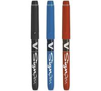 PILOT V Sign Pen - Rotuladores de punta fina de 2,0 mm, ancho de trazo de 0,6 mm, paquete esencial, negro, azul y rojo (3)