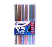 Pilot V5 - Bolígrafos roller (6 unidades), varios colores