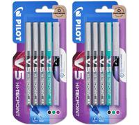 PILOT V5 Hi-Tecpoint - Bolígrafo de punta fina de 0,5 mm, tinta negra, verde y violeta, paquete de 10 bolígrafos