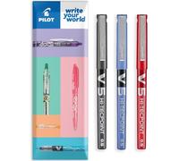 Pilot Pen – Bolígrafo Hi-Tecpoint V5 – Punta fina 0,5 mm (trazo 0,3 mm) – Paquete 3 negro/azul/rojo