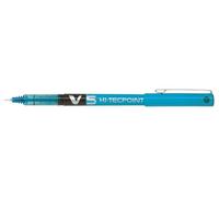 Pilot -Bolígrafo V5 con tinta líquida, punta de 0,5 mm (bolígrafo individual), cama individual negra, azul claro