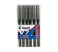 Pilot V7 - Bolígrafo de punta redonda (6 unidades), color negro