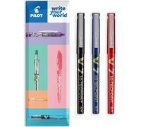 Pilot V7 - Bolígrafo roller (3 unidades), color negro, azul y rojo