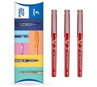 Pilot V7 Hi-Tecpoint - Bolígrafo de punta redonda (tinta líquida, punta mediana de 0,7 mm, 3 unidades), color rojo
