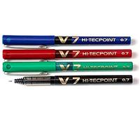 Pilot V7 HI-TECPOINT - Juego de bolígrafos roller (4 unidades: 1 negro, 1 azul, 1 rojo y 1 verde)