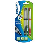 Pilot VB7 Grip - Bolígrafo roller (3 unidades), color azul, negro y rojo