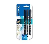 Pilot Vball 7 - Bolígrafo de punta fina y tinta negra (punta rodante de 0,7 mm, paquete 3 unidades, color negro 3 unidades