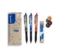 PILOT x ONE PIECE - 3 FriXion Ball Plus + 3 Recambios - Edición Limitada | Roller Tinta Gel Ergonómico Retráctil y Recargable - Luffy, Zoro, Nami - Negro, Azul, Rojo - Punta Media (0,7mm)