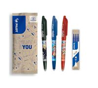 PILOT x ONE PIECE - Caja de 3 Frixion Ball, Negro, Azul, Rojo + 1 Set de 3 Recambios Azules + 4 Stickers - Bolígrafos Borrables - Edición Limitada One Piece - Rollerball recargables - Punta Media
