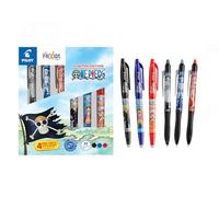PILOT x ONE PIECE - Estuche de coleccionista de 3 Frixion Ball + 3 FriXion Ball Plus + 4 Stickers - Bolígrafos borrables - Edición limitada One Piece - Recargables - Negro, Azul, Rojo - Punta media