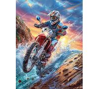 Pilote de Motocross à la Cascade Rompecabezas 300 Piezas Cartón Grueso para Coleccionistas Mitos fantásticos Noches De Cita Mejora Concentración Ocio En Casa Regalo Reyes Magos 300 PCS