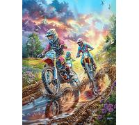 Pilote de motocross dans le paysage montagneux Puzzle 1000 Piezas Cartón Grueso Para Toda La Familia Mitos fantásticos Noches Juegos En Familia Relajación Concentración Regalo Corporativo Regalo Ideal
