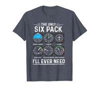 Piloto de avión The Only Six Pack Ever Need Student Pilot Camiseta, Hombre, Azul Jaspeado, M