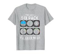 Piloto de avión The Only Six Pack Ever Need Student Pilot Camiseta, Hombre, Gris Jaspeado, 3XL