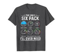 Piloto de avión The Only Six Pack Ever Need Student Pilot Camiseta, Hombre, Jaspeado Oscuro, 6XL