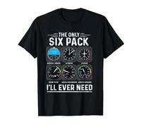 Piloto de avión The Only Six Pack Ever Need Student Pilot Camiseta, Hombre, Negro, L